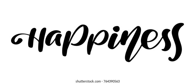 Hand drawn text Happiness Happy holidays quote. Greeting card design template with calligraphy. Vector illustration