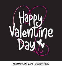 Hand Drawn Text Happy Valentine Day. Retro Style Text. Modern Calligraphy. Can Be use for Sticker, shirt, mug, postcard, journaling.