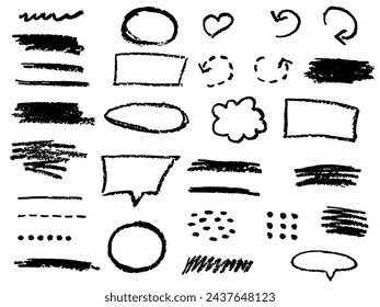 Resaltados de texto dibujados a mano, pinceles, burbujas, marco, elementos de diseño.