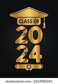 Hand drawn text illustration for class of 2024 graduation.