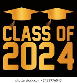 Hand drawn text illustration for class of 2024 graduation, class of 2024 badge.