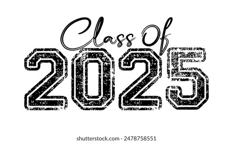 Ilustración de texto dibujado a mano para la clase de graduación 2025, insignia de la clase 2025.