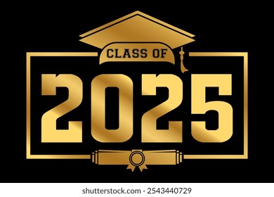 Hand drawn text illustration for class of 2025 graduation, class of 2025 badge.