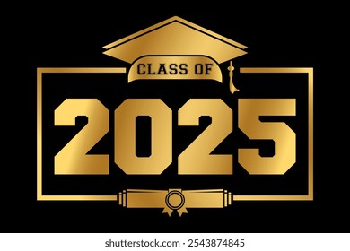 Hand drawn text illustration for class of 2025 graduation, class of 2025 badge.