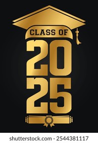 Hand drawn text illustration for class of 2025 graduation, class of 2025 badge.