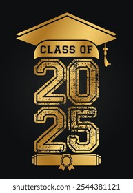 Hand drawn text illustration for class of 2025 graduation, class of 2025 badge.