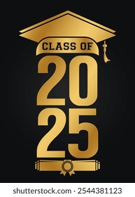Hand drawn text illustration for class of 2025 graduation, class of 2025 badge.