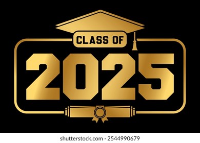 Hand drawn text illustration for class of 2025 graduation, class of 2025 badge.