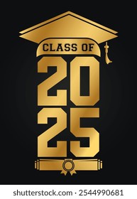 Ilustração de texto desenhada à mão para a classe de 2025 de graduação, classe de 2025 crachá.