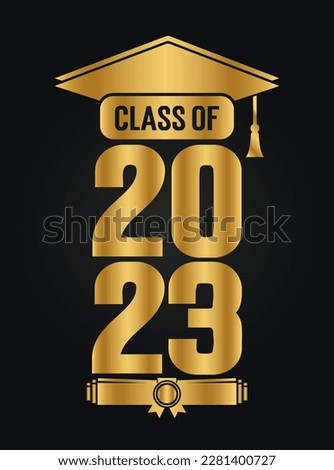 Hand drawn text illustration for class of 2023 graduation.