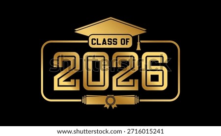 Hand drawn text illustration for class of 2026 graduation, class of 2026 badge vector.