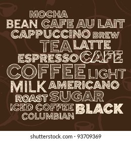 Hand Drawn Text Lettering Of Coffee And Cafe Terms