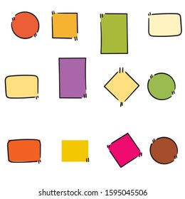 hand drawn Texting boxes. Quote text design info boxes quotation bubble blog quotes symbols. Speech citation balloons, remark frame vector set