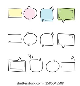 hand drawn Texting boxes. Quote text design info boxes quotation bubble blog quotes symbols. Speech citation balloons, remark frame vector set