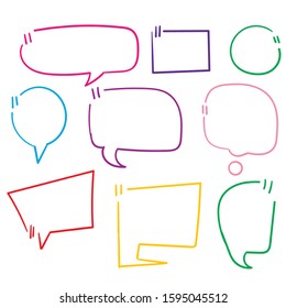 hand drawn Texting boxes. Quote text design info boxes quotation bubble blog quotes symbols. Speech citation balloons, remark frame vector set