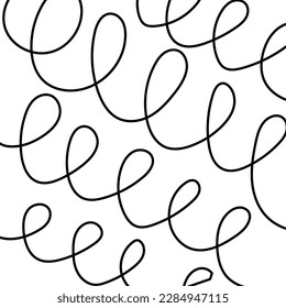Hand drawn texture with curls. Freehand diagonal scroll lines. Doodle style wavy texture. Minimal abstract isolated vector illustration for design