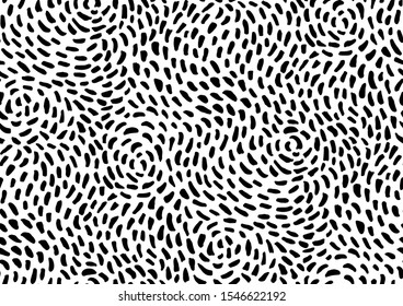 Hand drawn texture seamless pattern. Сreative monochrome vector endless background painted by ink. Abstract doodle freehand stroke shapes.