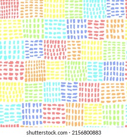 Textura dibujada a mano de puntos. Patrón sin foco de manchas o manchas coloridas. Colores del arcoiris en la ilustración abstracta del vector Para el diseño textil, tejido, simple y divertido