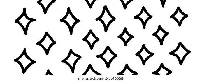 Hand drawn texture with stars. Vector scribble illustration. Doodle abstract black shapes. Trendy illustration. Graphic vector freehand texture. Black Ink dots isolated on a white background.