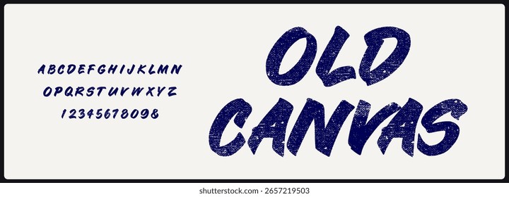 Hand drawn texture vector font. Vintage uppercase and number alphabet. Typography for poster, headline, movie, and etc