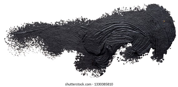 Hand drawn textured black oil paint brush stroke, isolated on white background. Template for your banner text. EPS10 vector illustration.