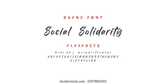 Hand drawn textured brush strokes vector letters set.