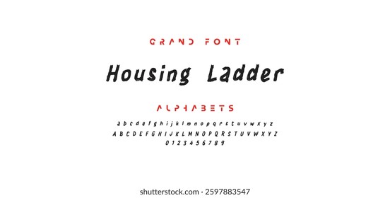 Hand drawn textured brush strokes vector letters set.