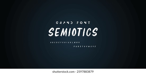 Hand drawn textured brush strokes vector letters set.