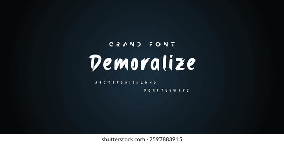Hand drawn textured brush strokes vector letters set.