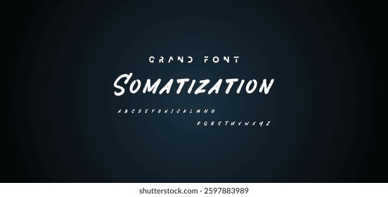 Hand drawn textured brush strokes vector letters set.