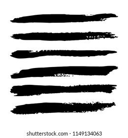 Hand drawn textured brushes strokes. Textured Ink paint