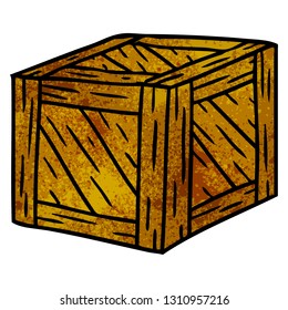 hand drawn textured cartoon doodle of a wooden crate