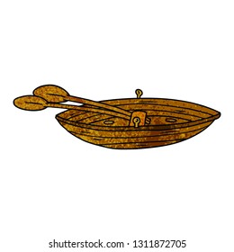 hand drawn textured cartoon doodle of a wooden boat