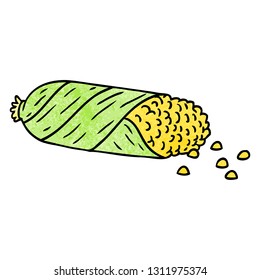 hand drawn textured cartoon doodle of fresh corn on the cob