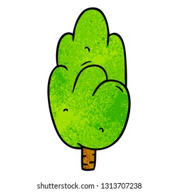 hand drawn textured cartoon doodle single green tree