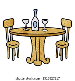 hand drawn textured cartoon doodle dinner table and drinks