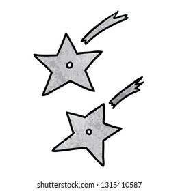 hand drawn textured cartoon doodle of ninja throwing stars