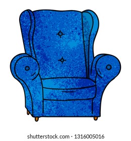 doodle de dibujos animados con textura dibujado a mano de un sillón antiguo 