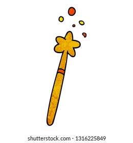 hand drawn textured cartoon doodle of a magic wand