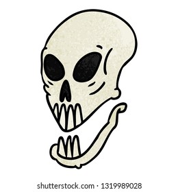 hand drawn textured cartoon doodle of a skull head