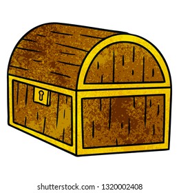 hand drawn textured cartoon doodle of a treasure chest