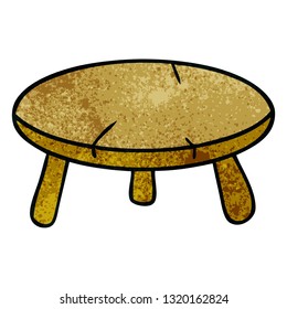 hand drawn textured cartoon doodle of a wooden stool