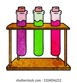 hand drawn textured cartoon doodle of a science test tube