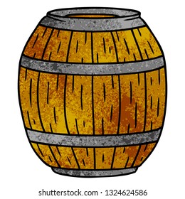 hand drawn textured cartoon doodle of a wooden barrel