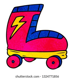 hand drawn textured cartoon doodle roller skate boot