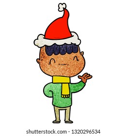 dibujo a mano de una caricatura de un muchacho amigo que usa sombrero santa