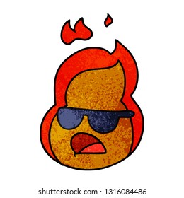 Hand drawn textured cartoon kawaii flames in shades