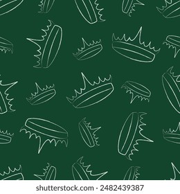 Hand drawn textured crown seamless pattern with brush or chalk. Trendy graffiti style. Modern print for textile, wrapping. Vector illustration