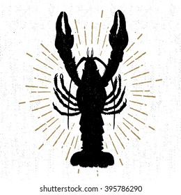 Hand drawn textured icon with lobster vector illustration.