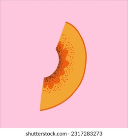 Hand Drawn Textured Peach Slice Illustration